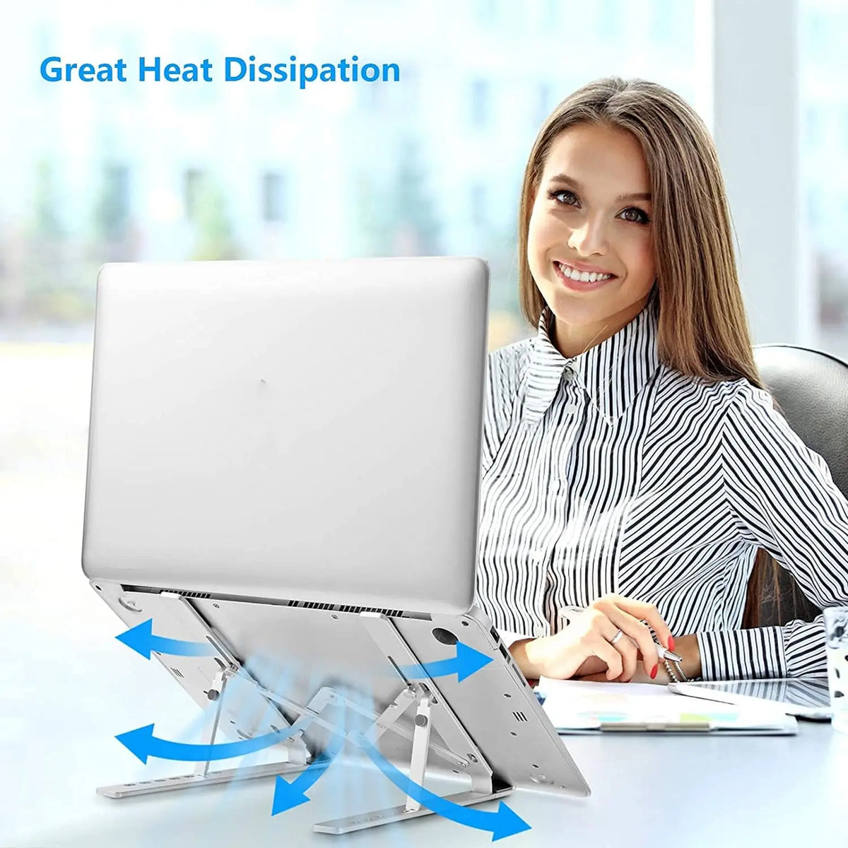 Suporte Dobrável para Notebook — Mais Conforto, Produtividade e Praticidade!