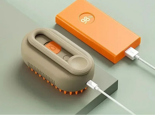 Escova Pet 3 em 1 com vaporizador: Escova e facilita remoção de pelos (cães e gatos)
