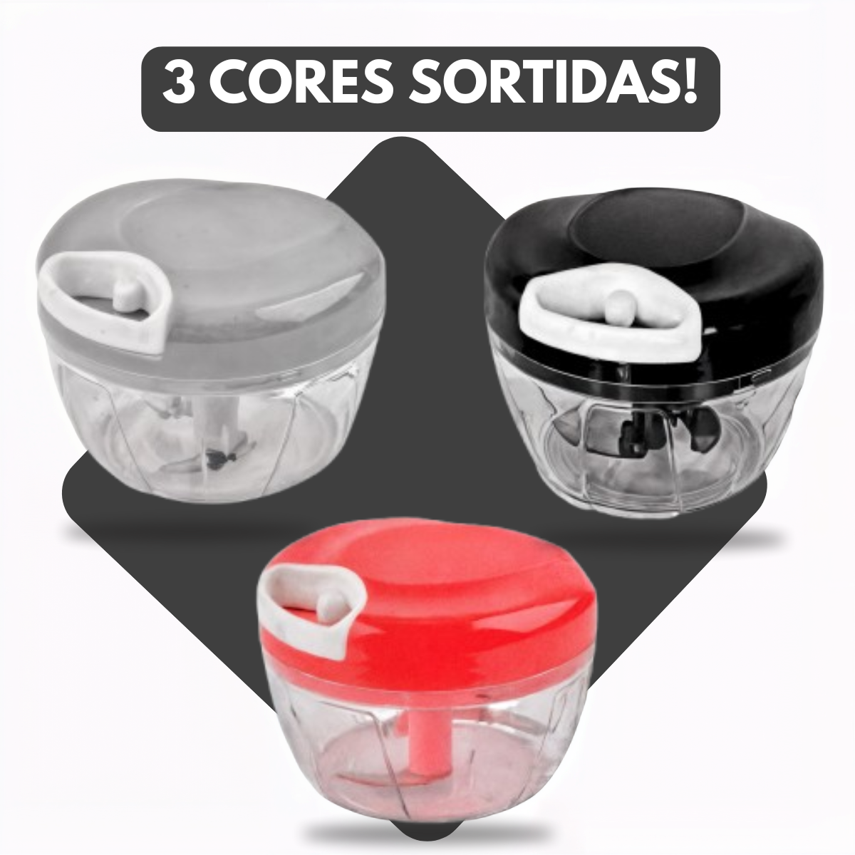 Mini Triturador Processador Manual 500ml - Cores Sortidas