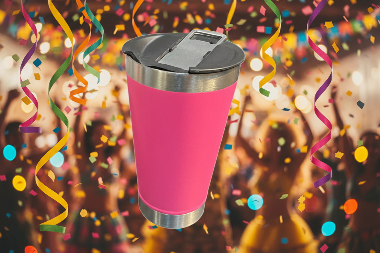 Copo Térmico Inox com TAMPA e ABRIDOR (473 ml) - Pink