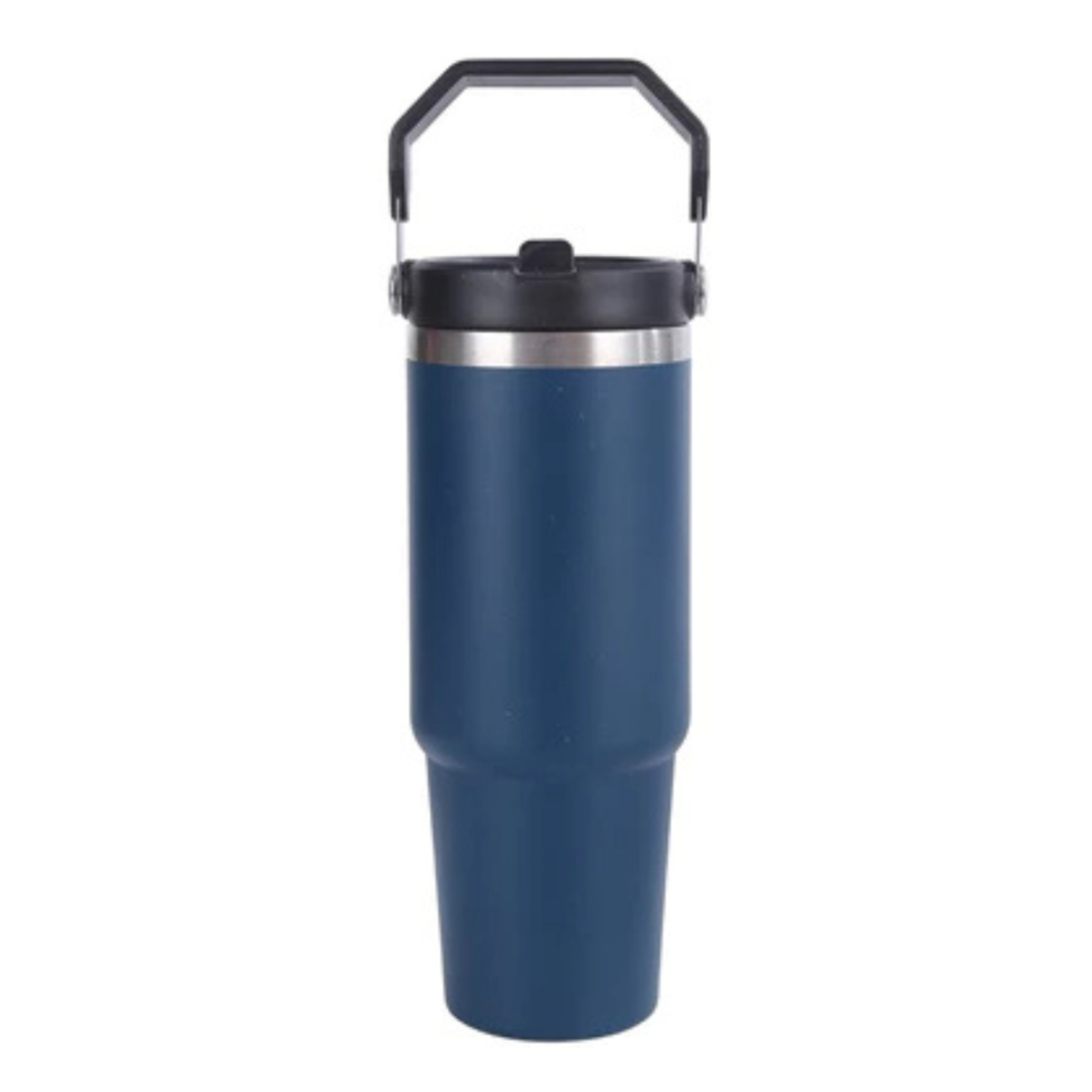Garrafa Flip Straw Alça Superior e Canudo 900ml Azul Marinho