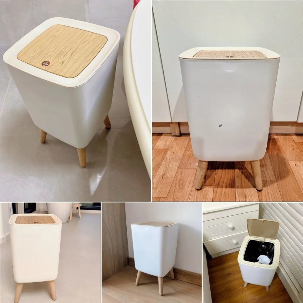 Lixeira Decorativa com Tampa e Pés — Organização com Elegância