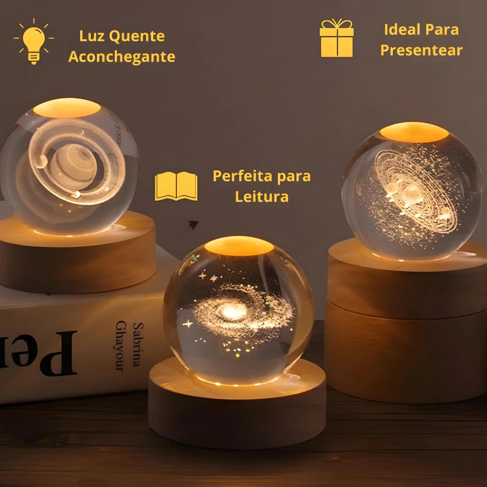 🌌 Luminária de Cristal 3D "Galáxia" — Traga o Universo para Perto de Você