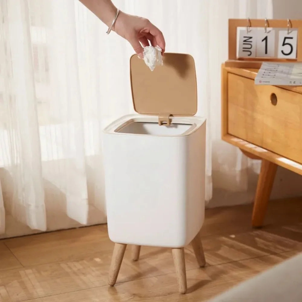 Lixeira Decorativa com Tampa e Pés — Organização com Elegância