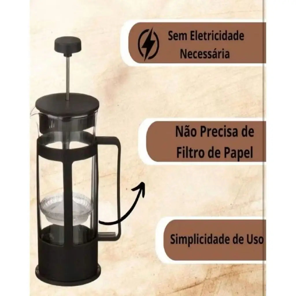 Cafeteira Prensa Francesa 350 ml – Sabor, Aroma e Elegância em Cada Xícara ☕