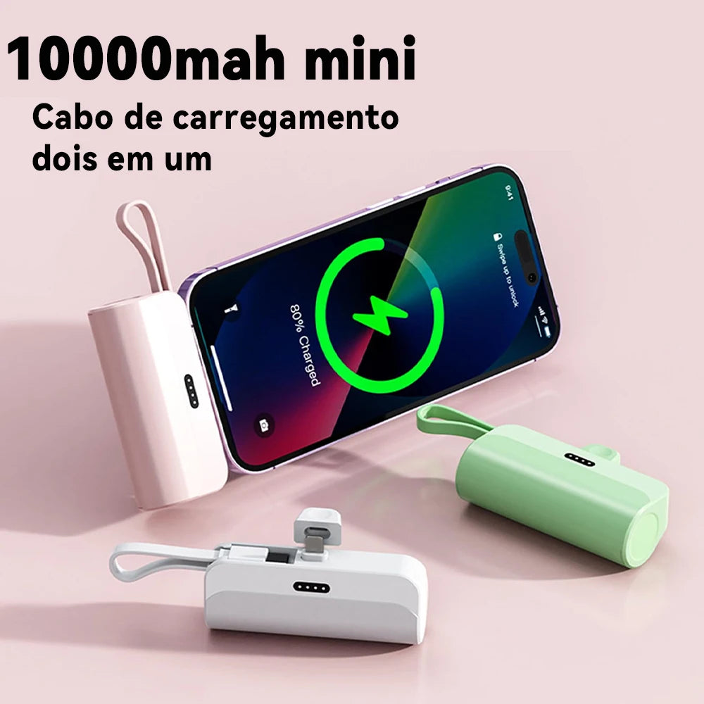 Mini Power Bank 10.000 mAh – Energia Extra Sempre com Você! ⚡