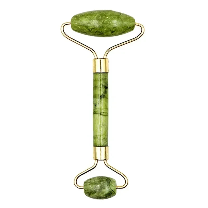 Kit de Massagem Facial - Rolo de Pedra Jade + Gua Sha