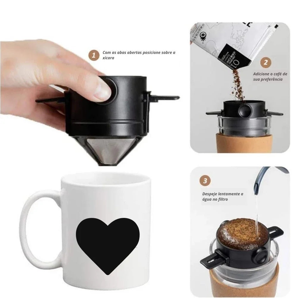 Mini Filtro de Café Reutilizável – Seu Café Fresquinho Onde Você Estiver ☕