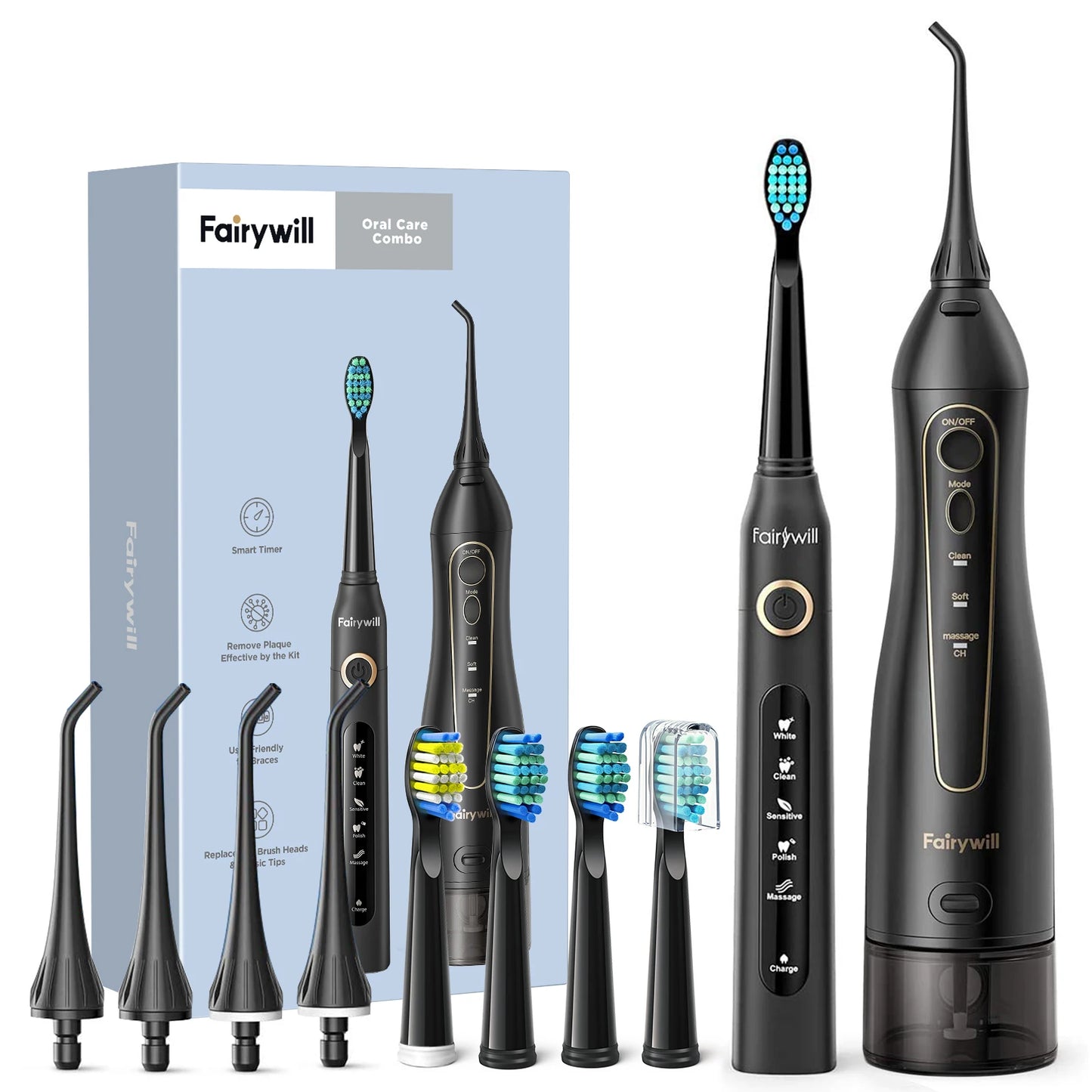 Kit Limpeza Dental - Escova elétrica e Jateador Oral (Bivolt/USB)