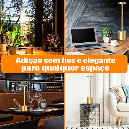 Luminária de mesa minimalista LED com sensor de toque sem fio (recarregável via USB)