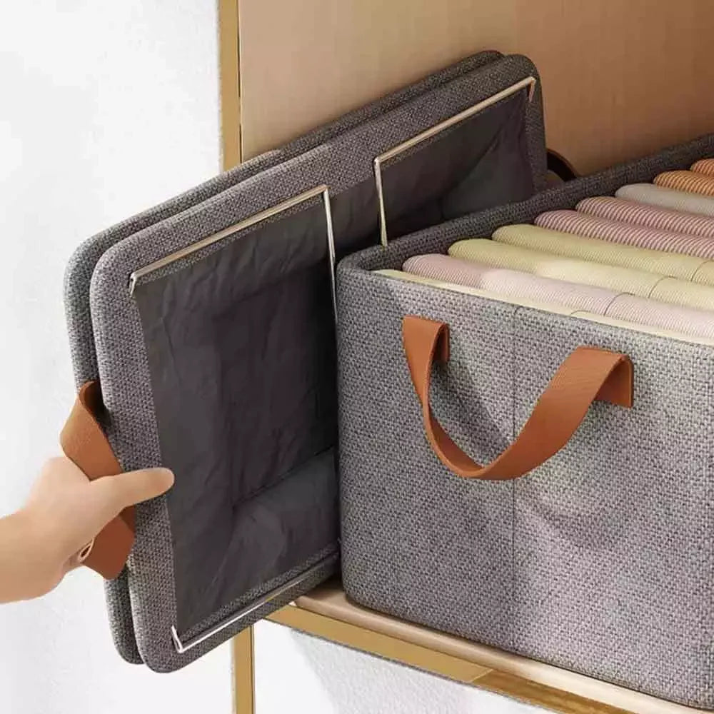 🧺 Caixa Organizadora Dobrável com Estrutura de Metal — Transforme a Organização da Sua Casa