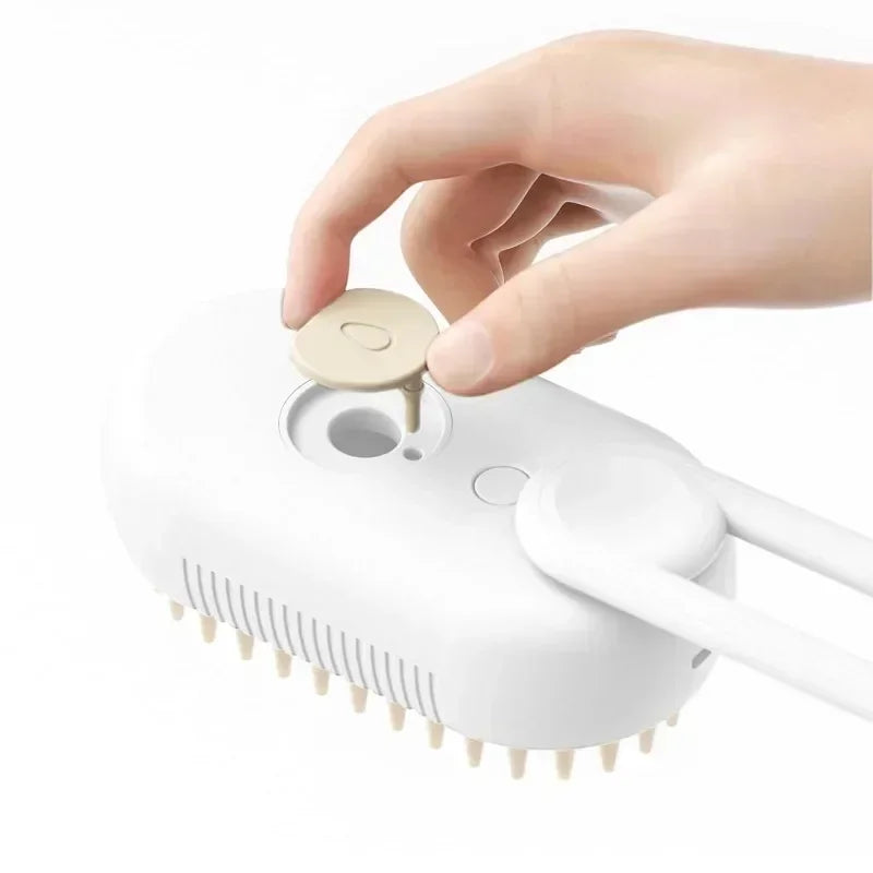 Escova Pet 3 em 1 com vaporizador: Escova e facilita remoção de pelos (cães e gatos)