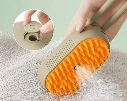 Escova Pet 3 em 1 com vaporizador: Escova e facilita remoção de pelos (cães e gatos)