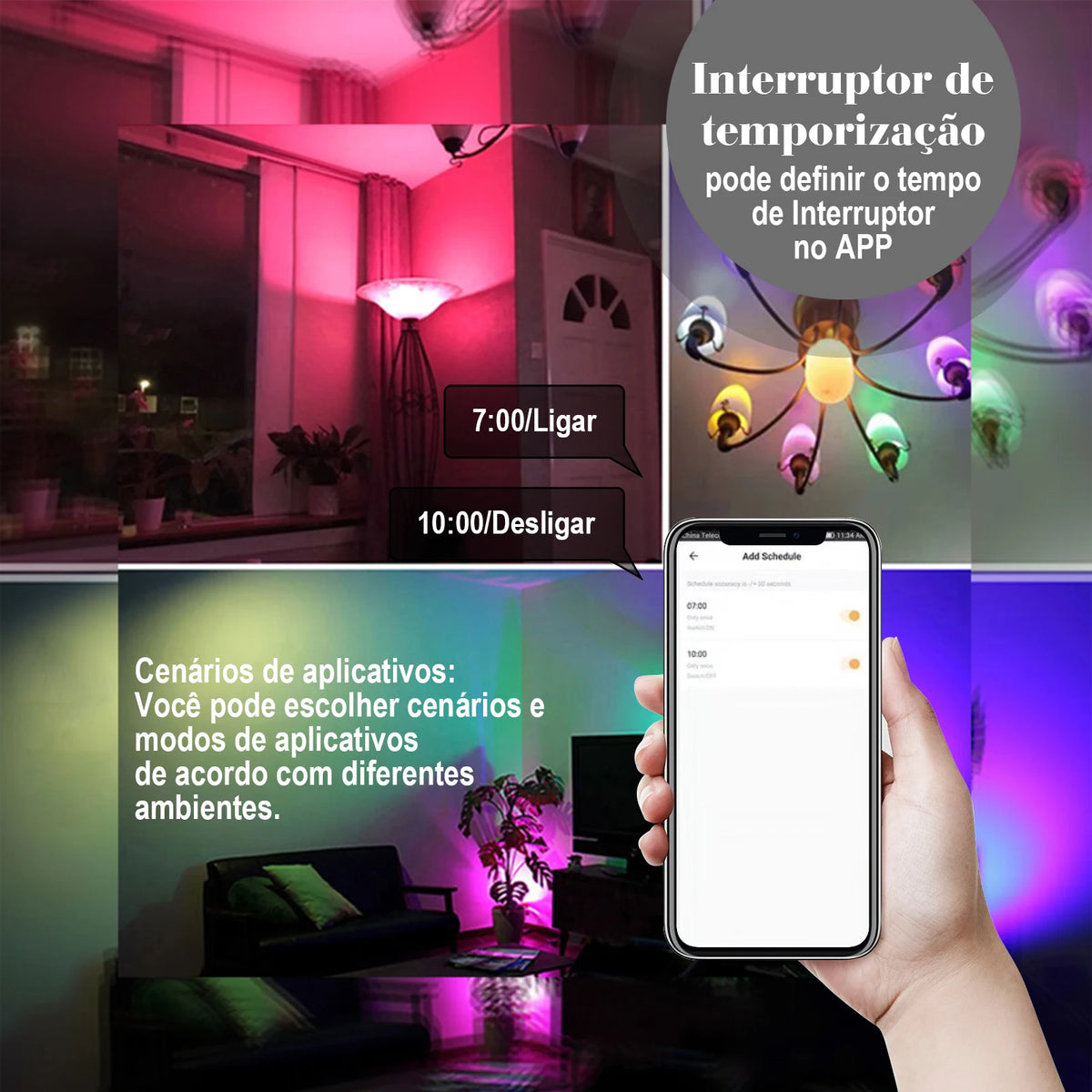 Lâmpada LED Inteligente Wi-Fi RGB – Deixe sua casa com a sua cara! 💡✨
