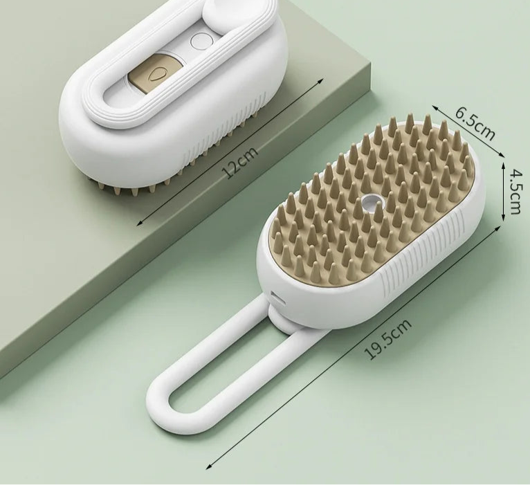 Escova Pet 3 em 1 com vaporizador: Escova e facilita remoção de pelos (cães e gatos)