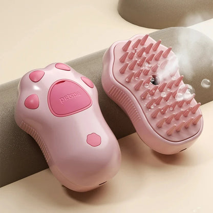Escova Pet 3x1 para cães e gatos - spray de vapor