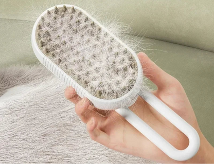 Escova Pet 3 em 1 com vaporizador: Escova e facilita remoção de pelos (cães e gatos)