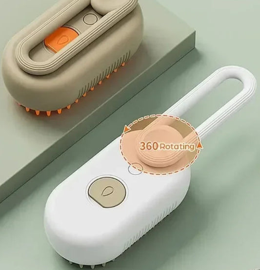 Escova Pet 3 em 1 com vaporizador: Escova e facilita remoção de pelos (cães e gatos)