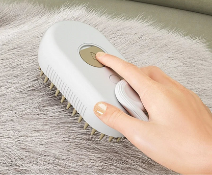 Escova Pet 3 em 1 com vaporizador: Escova e facilita remoção de pelos (cães e gatos)